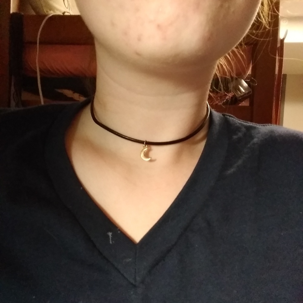 Black and gold moon choker